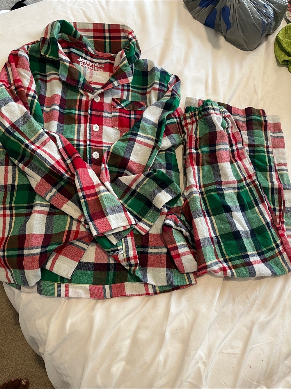 Red & Green Plaid Kids Pajama Set sz 6